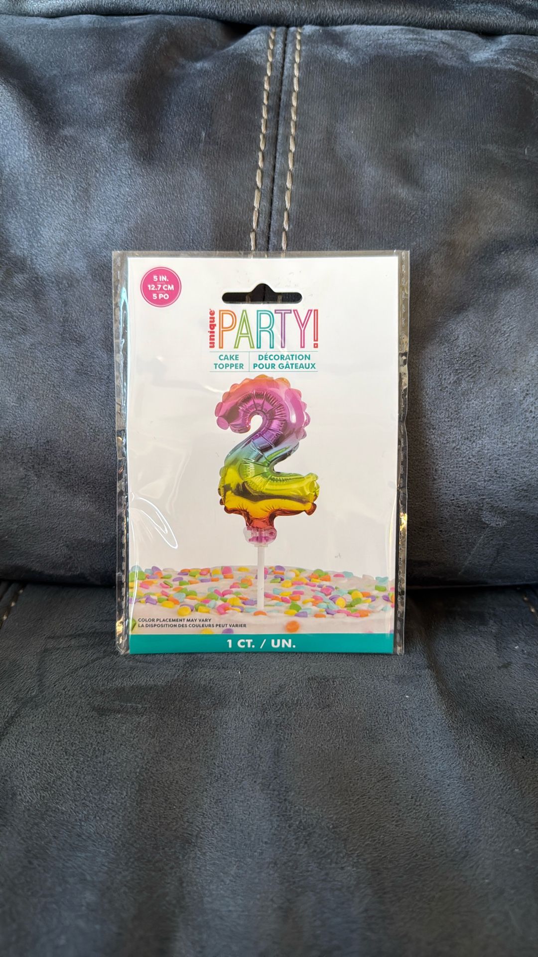 New Unique Party Number 2 Rainbow Cake Topper Balloon Decoration 5 Inches