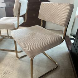 Cream Gold Luxury Glass Dining Set For 6