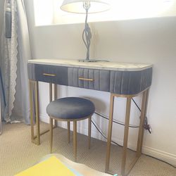 Console Table With Two Drawers And Stool 