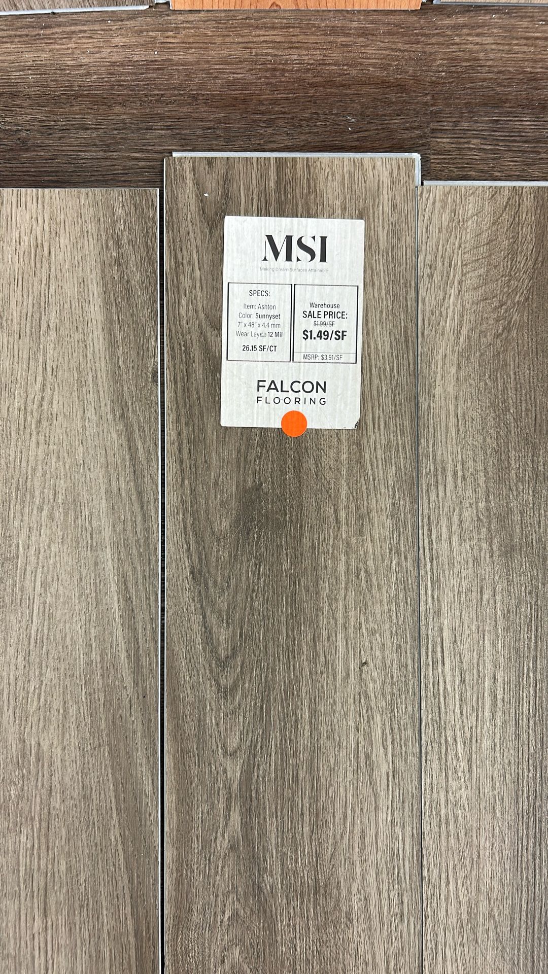 $1.49/SF 100% Waterproof MSI Luxury Vinyl Plank Flooring (Sunnyset)