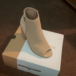Tan Heel Booties Open Toe