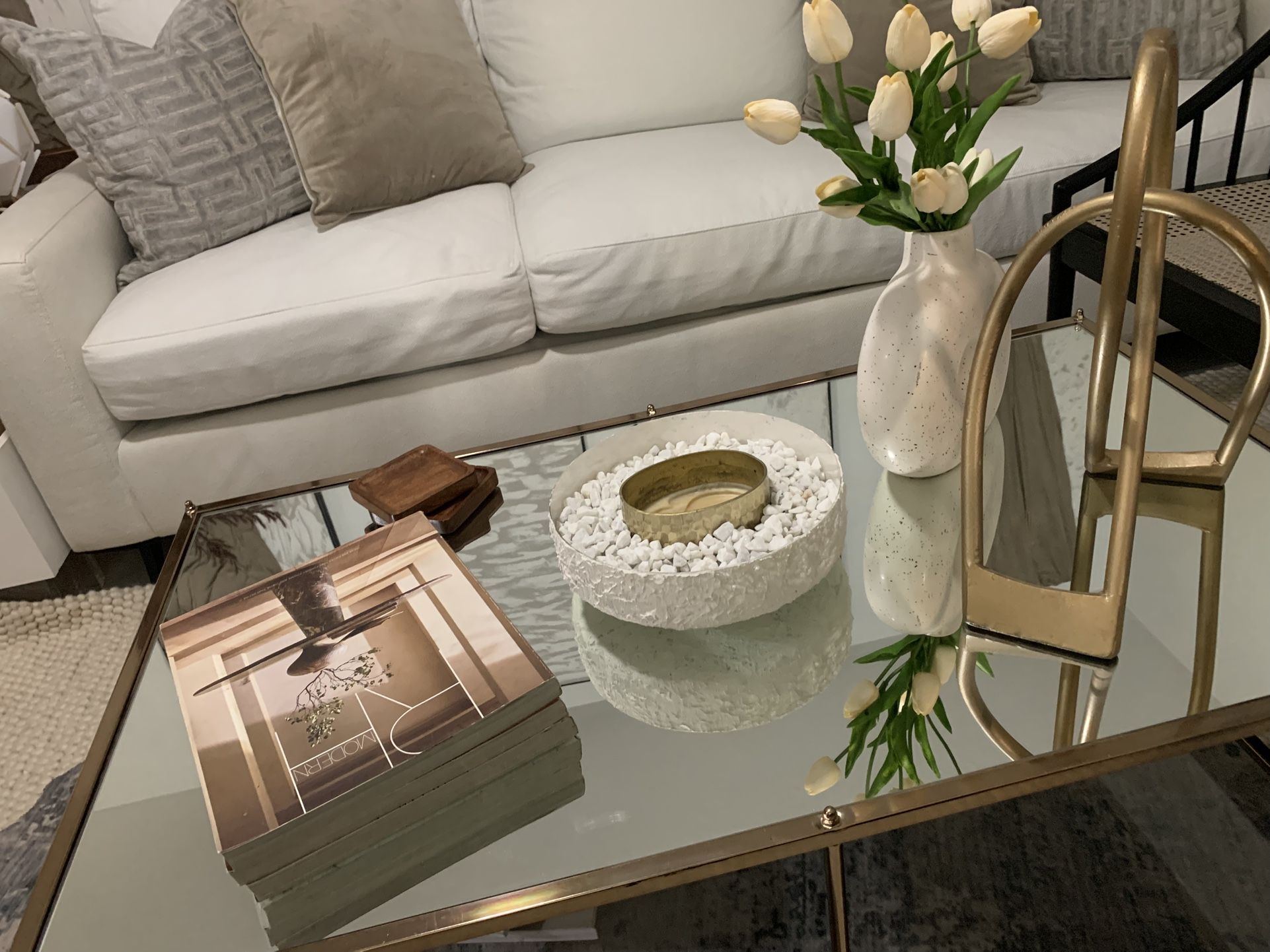 Gosport Mirror Top Below Glass Coffee Table