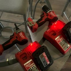 2 Milwaukee Branded Drills With Chargers 