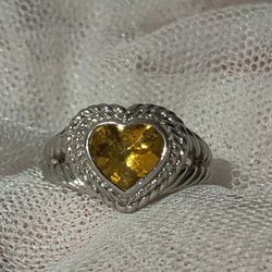 Vintage Rare Judith Ripka Heart Cut Golden Citrine