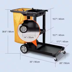 NEW VEVOR Janitorial Platform Cleaning Cart w/PVC Bag High Capacity Cleaning Cart for Housekeeping Office *$75 Each*