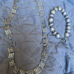 UNIQUE STERLING NECKLACE N STERLING BEADED BRACELET 