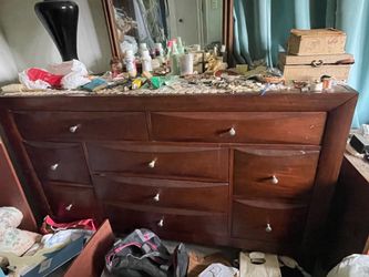 Wooden dresser with mirror