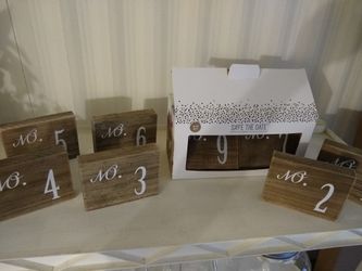 Pack of ten wedding reception wood block table numbers