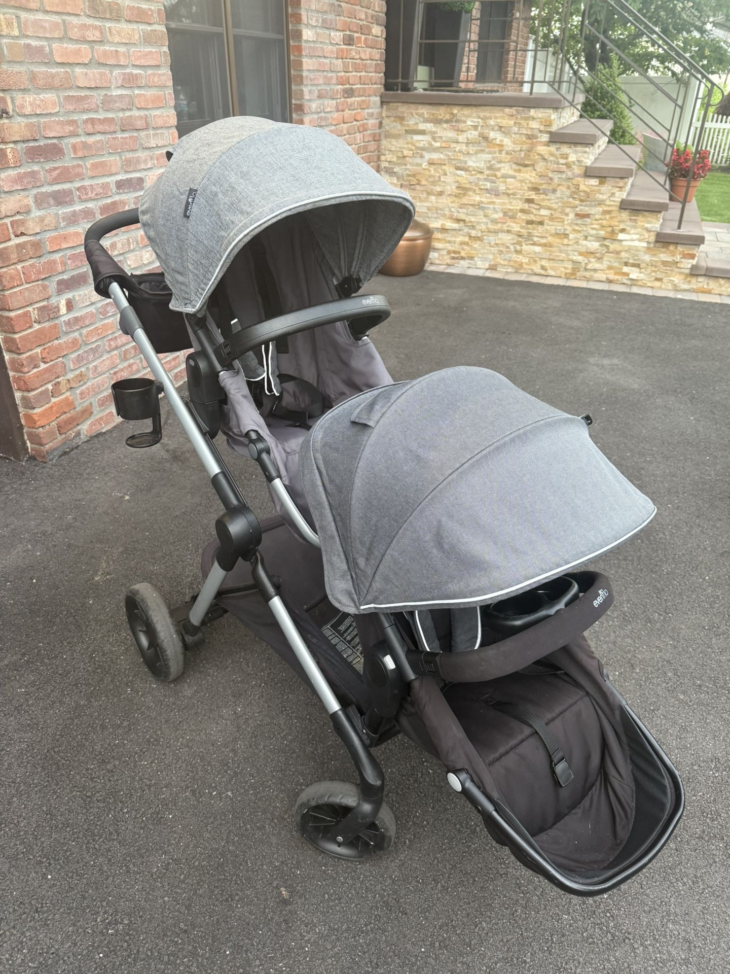 Double Stroller and Car Seat + Additional Toddler Seat