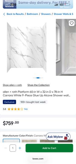 32x60xH72 shower walls