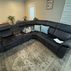 New. Sectional In Gray Or Blue Gray. 