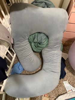 Large Gray U-Shaped Pregnancy Body Pillow