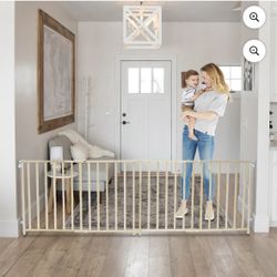 Toddleroo by North States 60"-103" Extra-Wide Swing Baby Safety Gate, Natural Wood