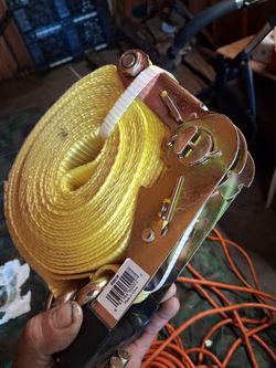 Erickson Manufacturing Heavy Duty Ratchet Tie-Down Strap with Double J-Hooks.