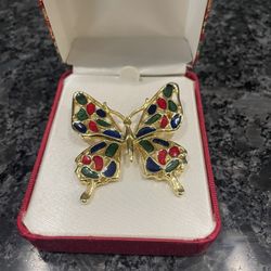 Vintage Kim Rogers Butterfly Brooch With Jewelry Box