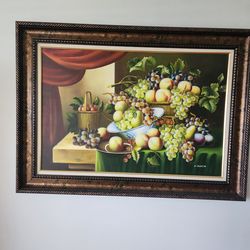 Still life oil on canvas , by M. Huelta