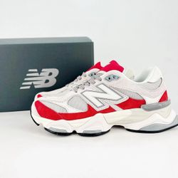 Men's New Balance 9060 Sneakers Shoes - White Red Grey - Size 10.5, 11.5