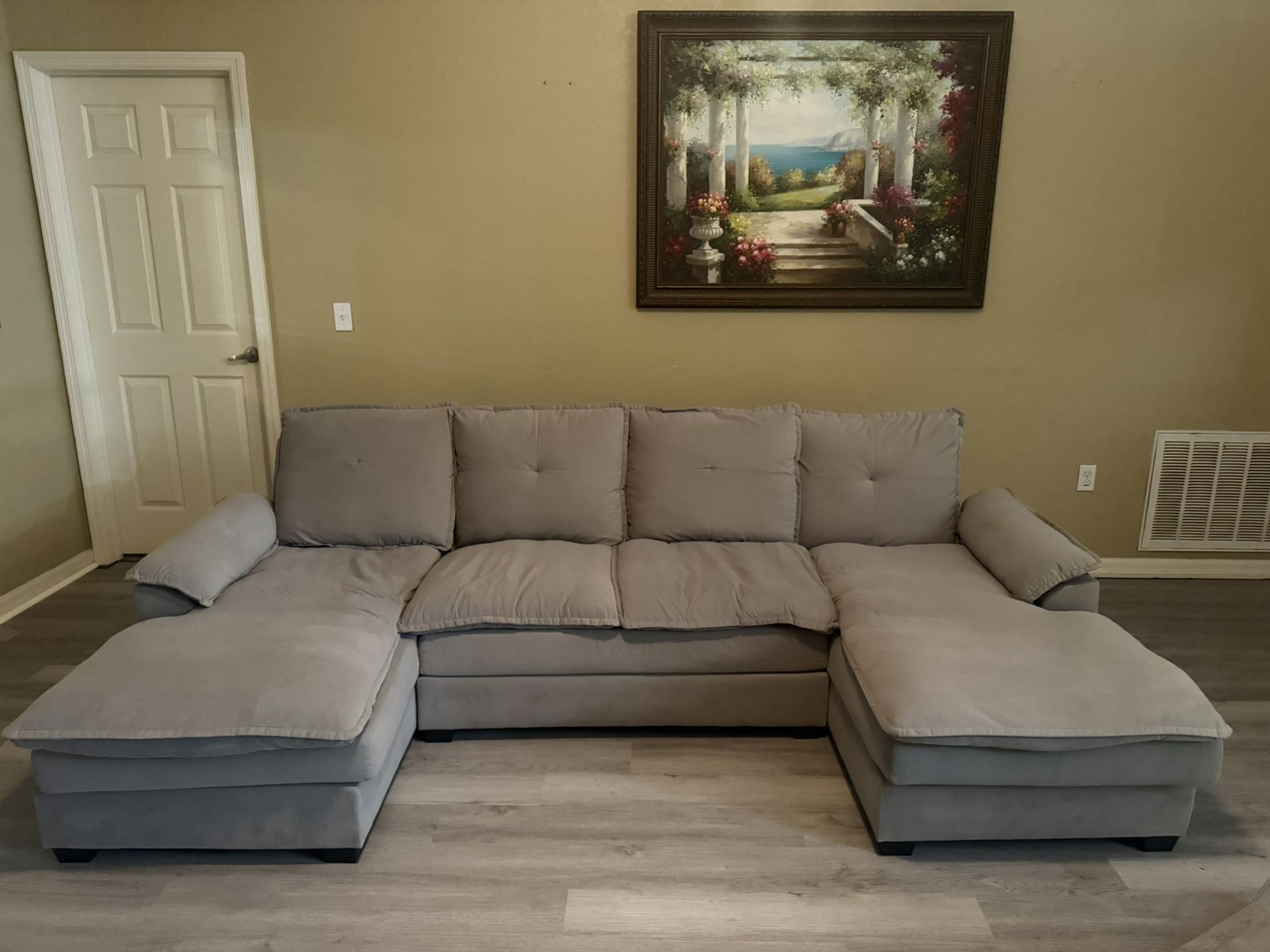 Shintenchi 110" Sectional Sofa Couch, U-Shaped Modular Couch Sleeper with Thick Cushion & Soft Backrest, 4 Seat Sofa Couch with Double Chaise for Livi