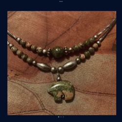 Native American Necklace Jade & Silver