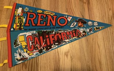 Vintage Reno & California Pennants, Set Of 2.