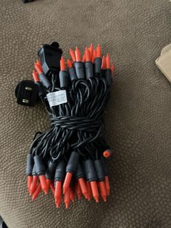 Novelty Lights 11 Feet 50 Bulbs Orange Incandescent Mini Lights, Black Wire Traditional Commercial Grade & UL Listed for Indoor & Outdoor Use, 2.5 Inc