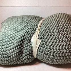 Full/Queen Chunky Knit Bed Blanket Sage Green - Casaluna