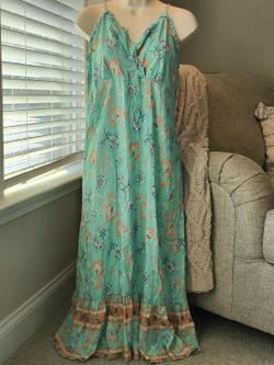 Little Ma Bella Boho Aqua Floral Maxi Sundress Adjustable Straps XL