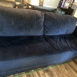 Navy Blue Suede Couch 