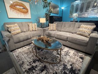 Gray Fabric Sofa and Loveseat Set