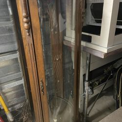 Antique Round China Cabinet With Shelves And Lock