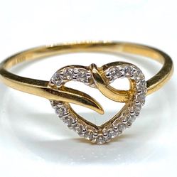 14k Yellow Gold Nice Fancy Heart Ring