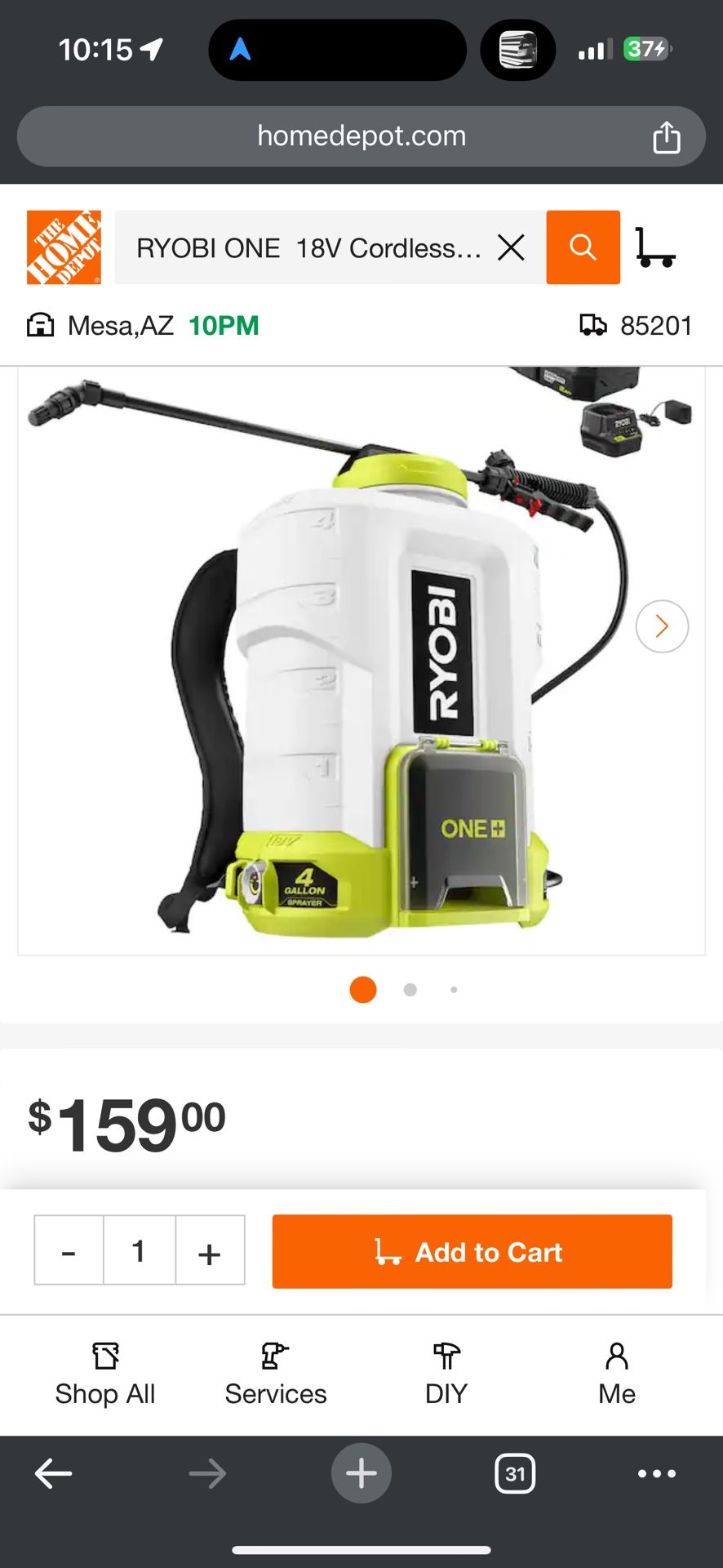 RYOBI ONE+ 18V Cordless Battery 4 Gal. Backpack Chemical Sprayer with 2.0 Ah Battery and Charger, P2860