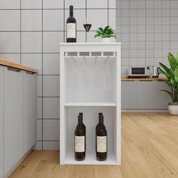Newly assembled Small Bar Cabinets for Home with Wine Glass Rack, Farmhouse Liquor Cabinet