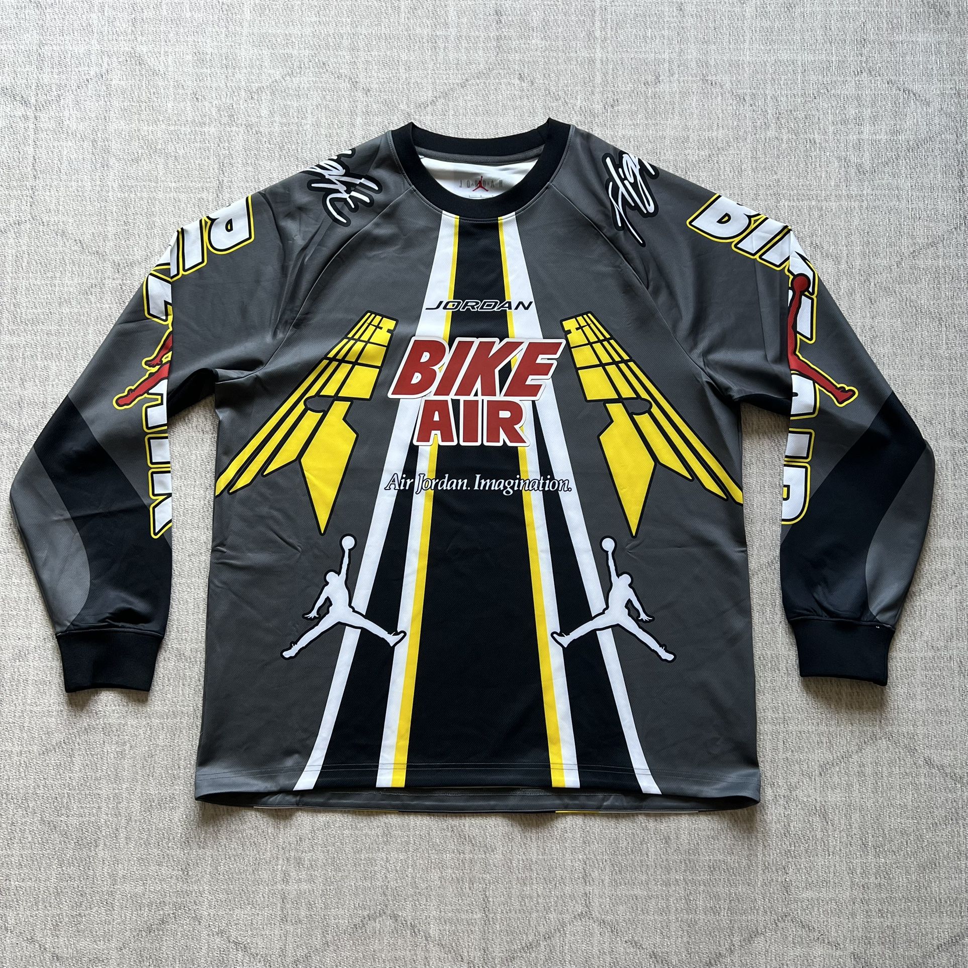 Jordan x Nigel Sylvester Men's Iron Grey Brick by Brick Bike Air BMX Jersey LARGE