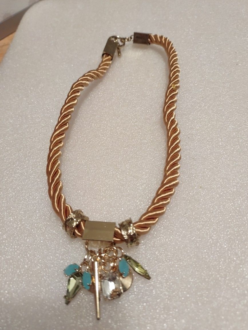 Rope Necklace With Turquoise Stones