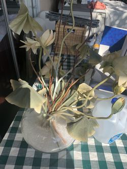 Fake flowers and flower pot