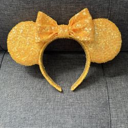 Custom yellow sequence Mickey ears