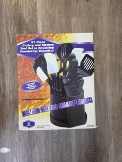 21-Piece Cutlery & Kitchen Tool Set w/ Rotating Countertop Organizer – New