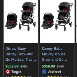 Brand New Mickey Mouse Stroller And Carseat 