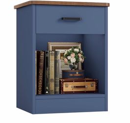 2-Tier Side Table with Drawer and Storage Shelf