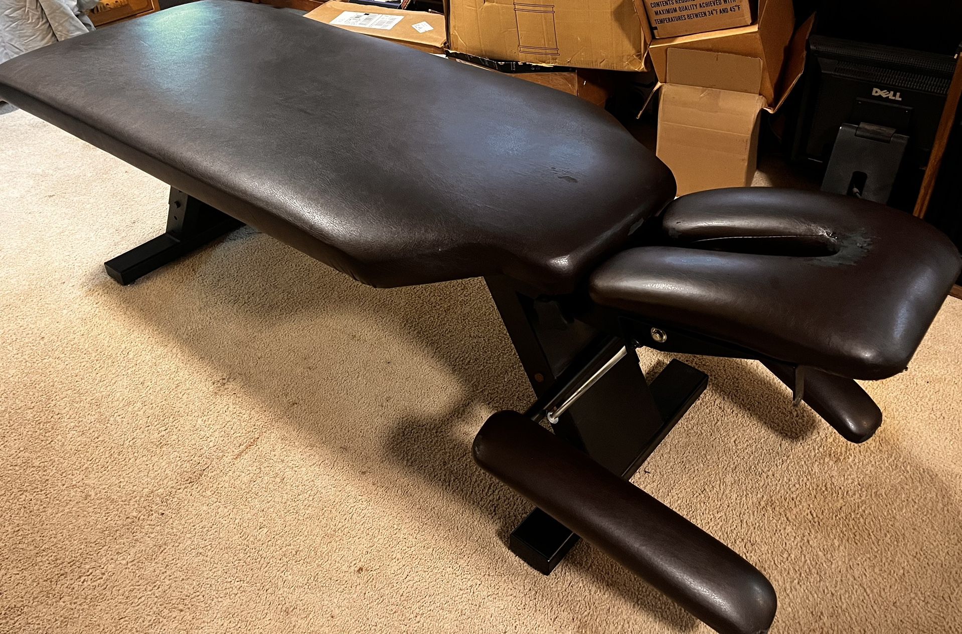CHIROPRACTIC/MASSAGE TABLE WITH TILT HEADPIECE & STURDY STEEL FRAME