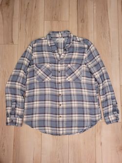 Women's Lucky Brand Blue Plaid Flannel - Size L