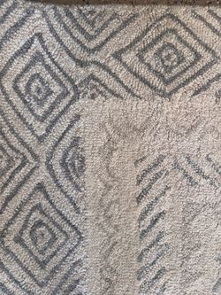 8X10 White and Grey Blue Wool Rug