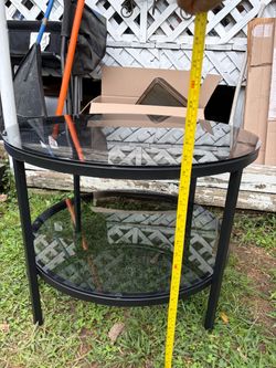 Round Glass Coffee Table with Lower Shelf