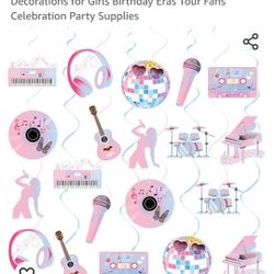 Music Superstar Hanging Swirl Guitar Theme Birthday Party Decorations
