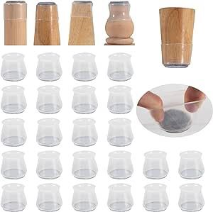 24Pcs Silicone Chair Leg Floor Clear Protectors (Size S, M)