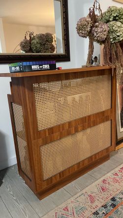 Bar - wicker - mid century- home bar - boho