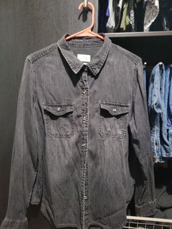 Dark black Denim Button-Up Shirt