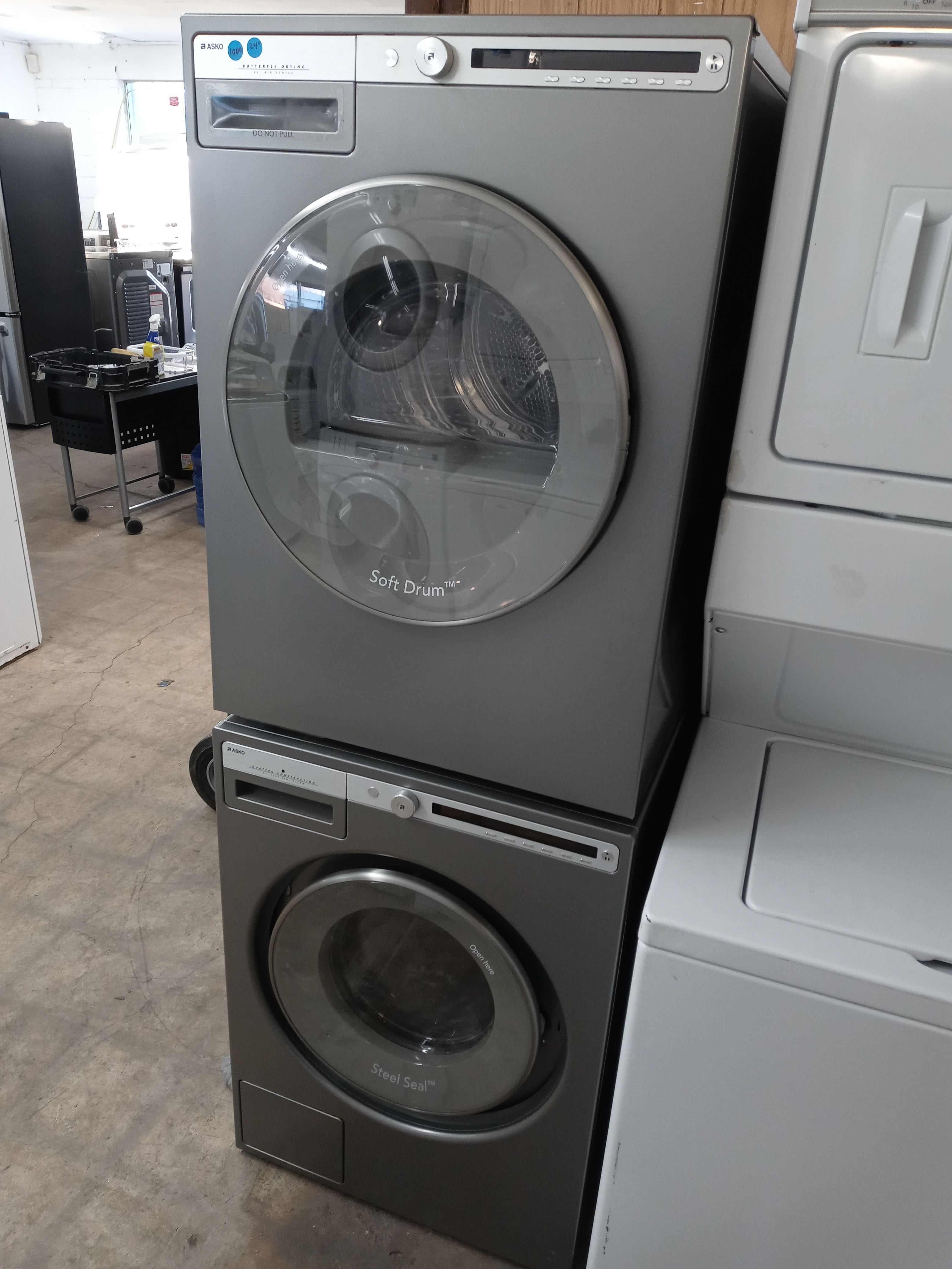 Asko 24" light gray stackable front load washer and dryer set - Free delivery