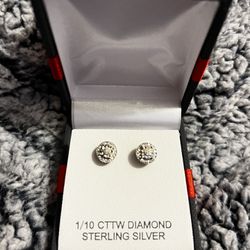 1/10 CTTW Diamond Sterling Silver Stud Earrings